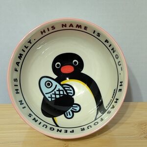 Pingu With Fish Ceramic Food Bowl - Dinning Ware NEW